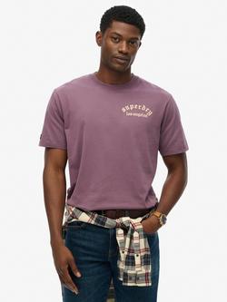 Superdry Tattoo Relaxed Fit Cotton T-Shirt, Blackened Purple, Blackened Purple