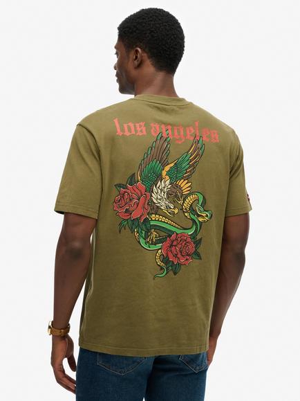 Superdry Tattoo Loose T-Shirt, Dark Olive - view 2, Dark Olive