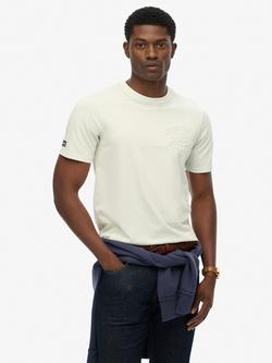 Superdry Cotton Athletic Embossed Relaxed Fit Short Sleeve Logo T-Shirt, Valley Blue