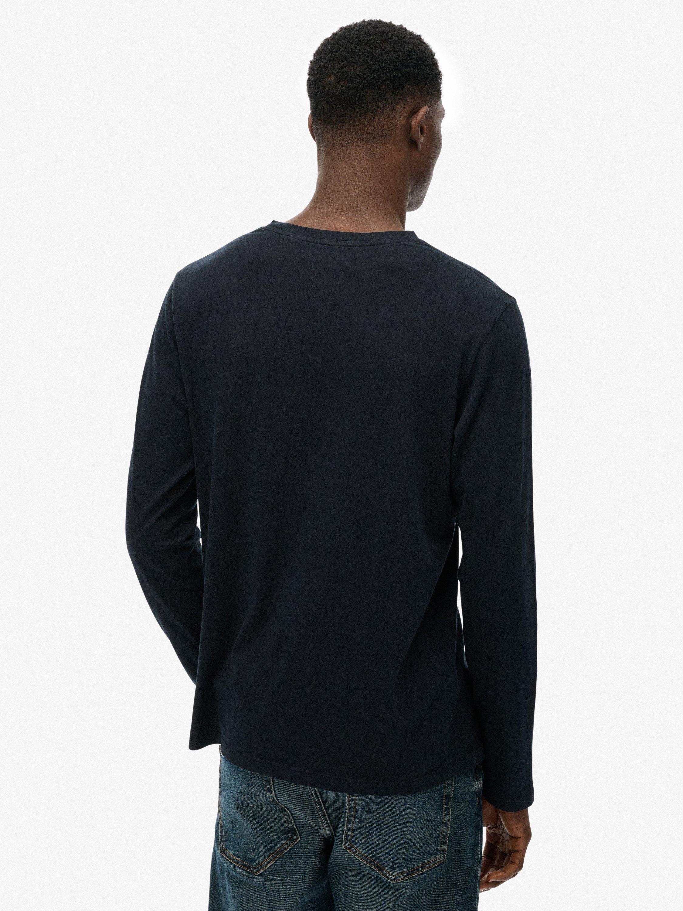 Product image 2 of 6, which shows Superdry Classic Essential Long Sleeve Cotton Top, Eclipse Navy, M