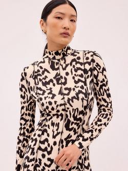 Ro&Zo Petite Animal Print High Neck Maxi Dress, Black - view 2, Black