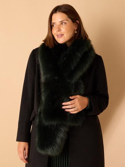 Live Unlimited Faux Fur Scarf, Dark Green - view 2, Dark Green