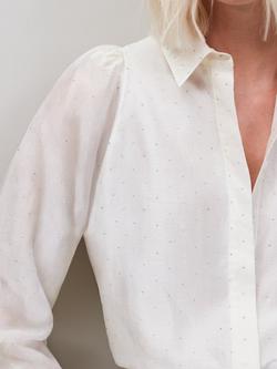 Ro&Zo Mini Diamante Long Sleeve Shirt, White - view 2, White