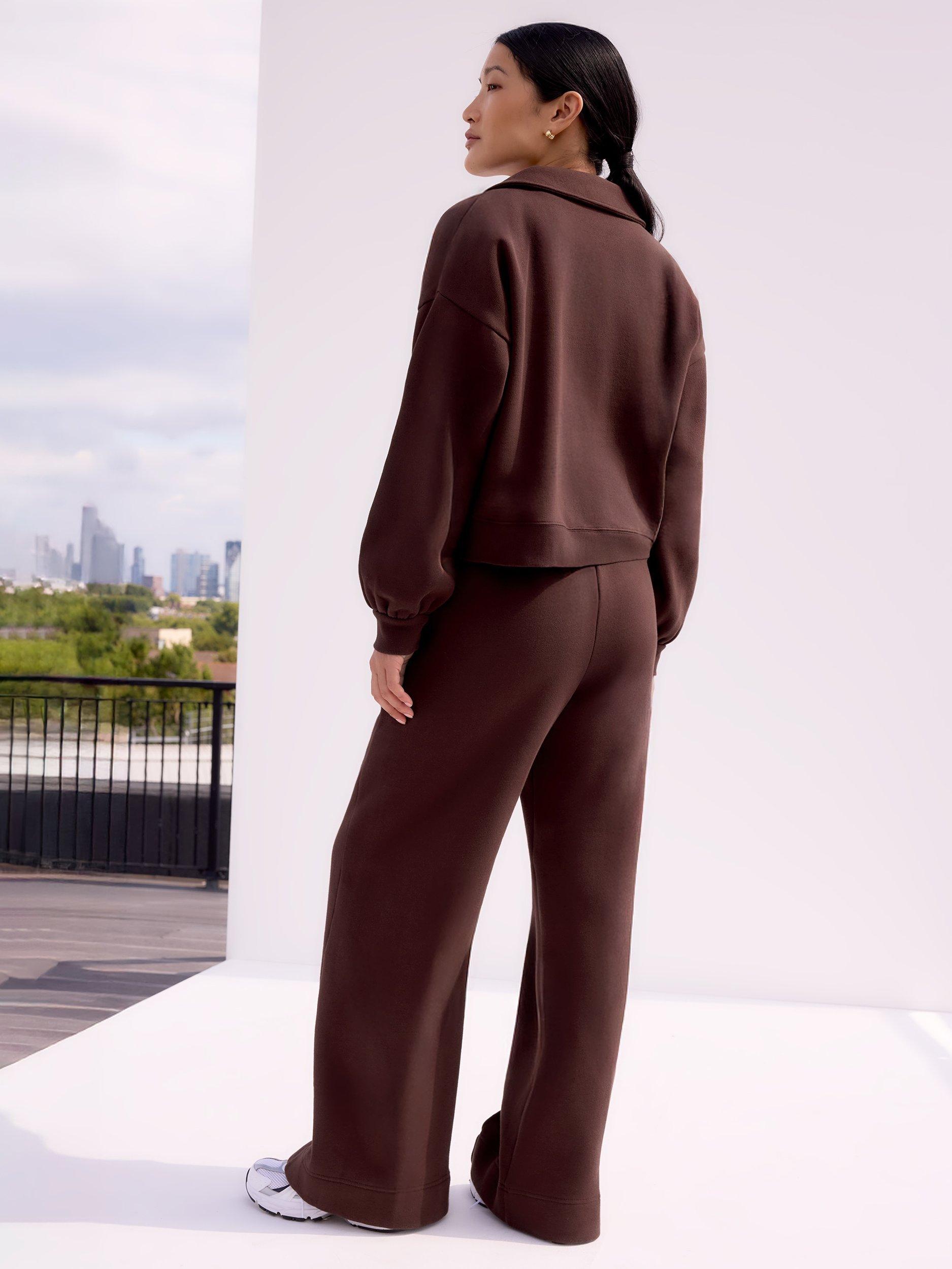 Product image 3 of 3, which shows Ro&Zo Wide Leg Trousers, Chocolate, XS
