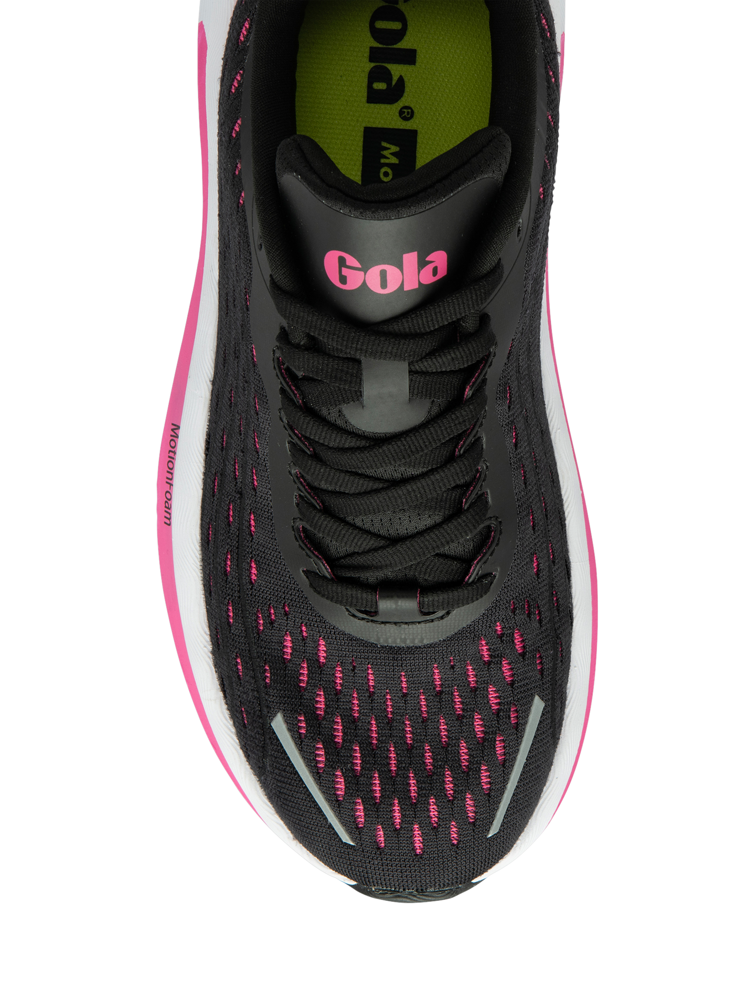 Product image 5 of 5, which shows Gola Performance Alzir Speed Running Trainers, Black/Hot Pink, 3