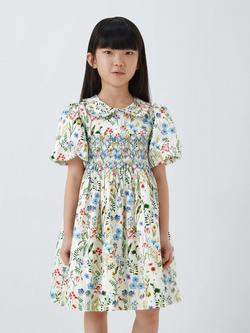 John Lewis Heirloom Collection Kids' Flowers Collar Hand Smocked Party Dress, Multi, Multi