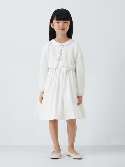 John Lewis Heirloom Collection Kids' Embellished Smock Bridesmaid Dress, Bright White - view 2, Bright White