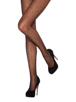 Charnos Spotty Tights, Black, Black