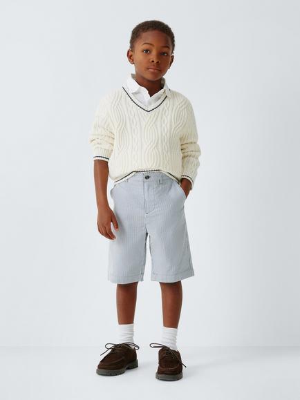 John Lewis Heirloom Collection Kids' Stripe Chino Shorts, China Blue - view 2, China Blue