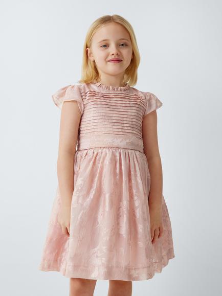 John Lewis Heirloom Collection Kids' Burnout Ruffle Party Dress, Light Pink, Light Pink
