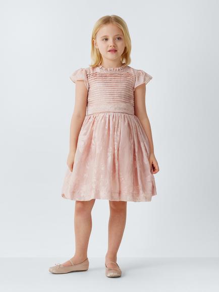 John Lewis Heirloom Collection Kids' Burnout Ruffle Party Dress, Light Pink - view 2, Light Pink