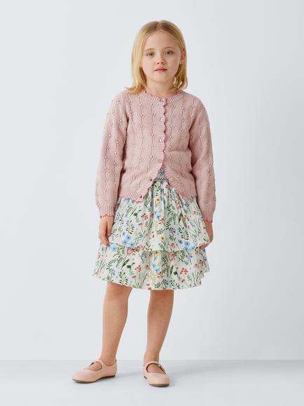 John Lewis Heirloom Collection Kids' Floral Tiered Skirt, Multi - view 2, Multi