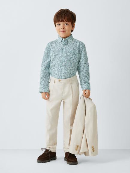 John Lewis Heirloom Collection Kids' Ditsy Floral Long Sleeve Shirt, Blue Ditsy - view 2, Blue Ditsy