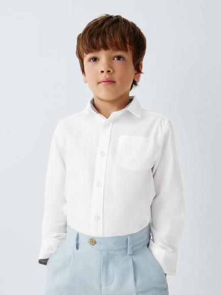 John Lewis Heirloom Collection Kids' Long Sleeve Shirt, White, White