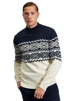 Ben Sherman Wool Blend Mono Fairisle Jumper, Ivory, Ivory