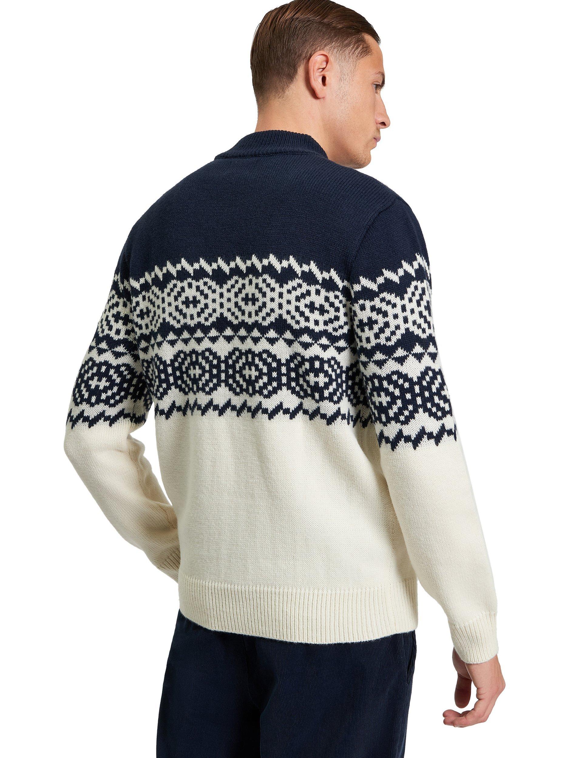 Product image 2 of 5, which shows Ben Sherman Wool Blend Mono Fairisle Jumper, Ivory, S