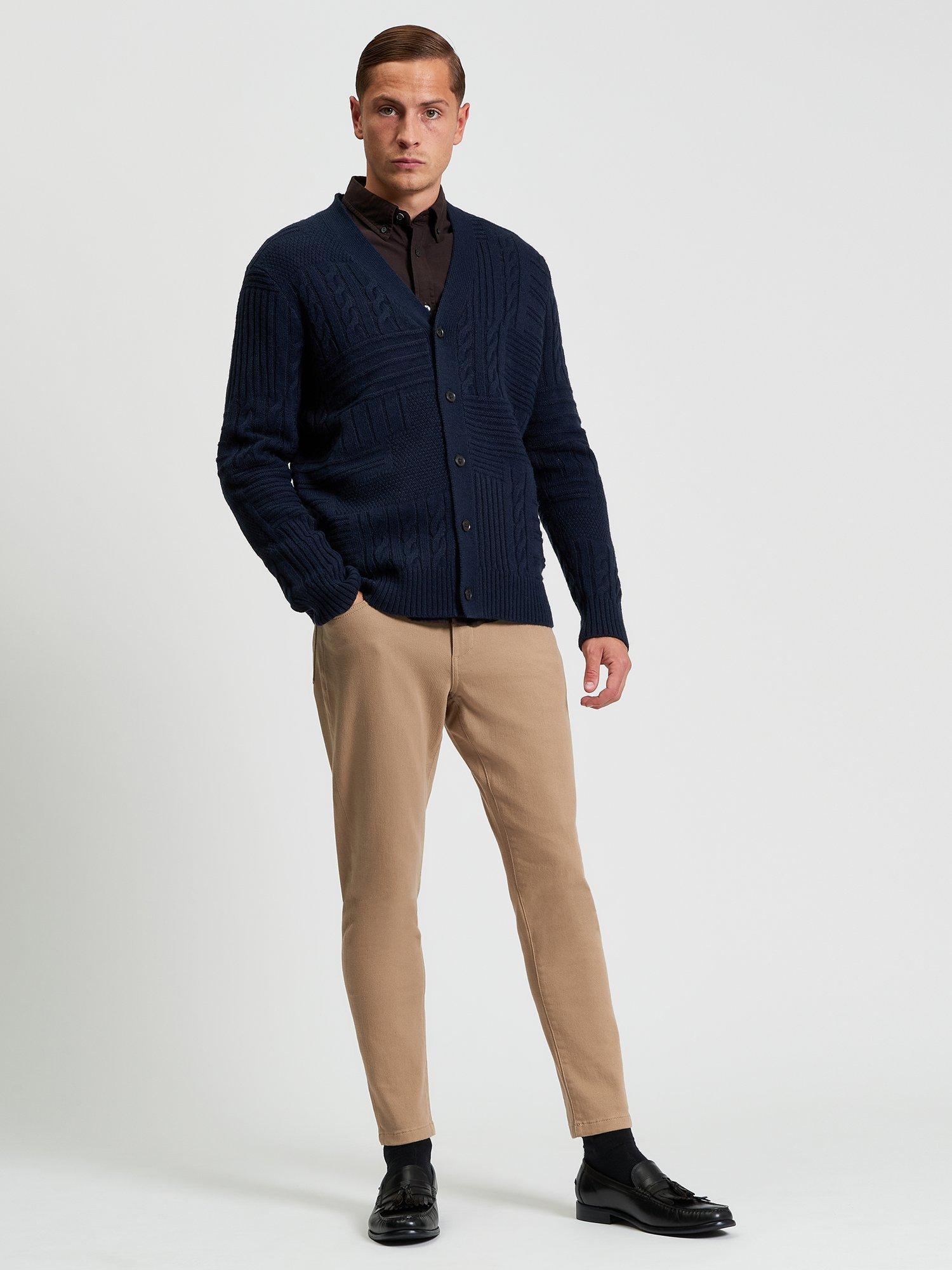 Product image 3 of 5, which shows Ben Sherman Textured Block Wool Blend Cardigan, Dark Navy, S