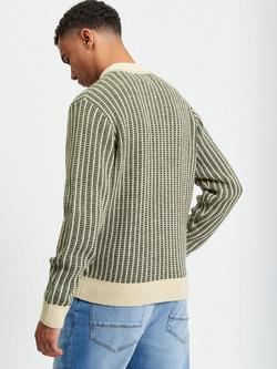 Ben Sherman Bi Coloured Knitted Long Sleeve Polo Top, Ivory - view 2, Ivory