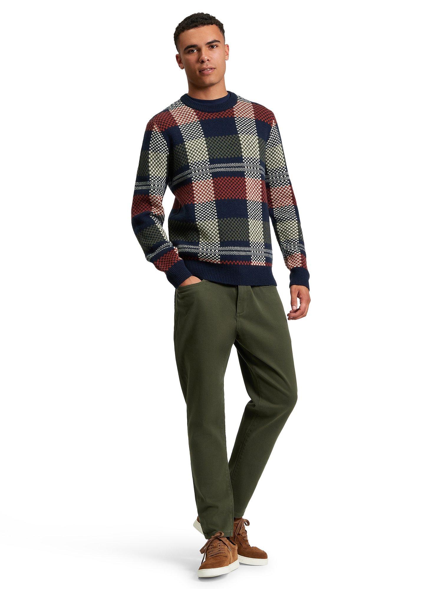Product image 3 of 5, which shows Ben Sherman Jacquard Check Wool Blend Jumper, Dark Navy, S