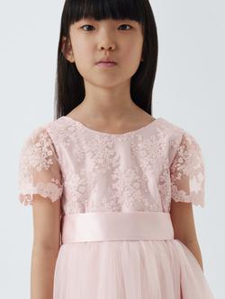 John Lewis Heirloom Collection Kids' Tulle Bow Bridesmaid Dress, Mauve Morn - view 2, Mauve Morn