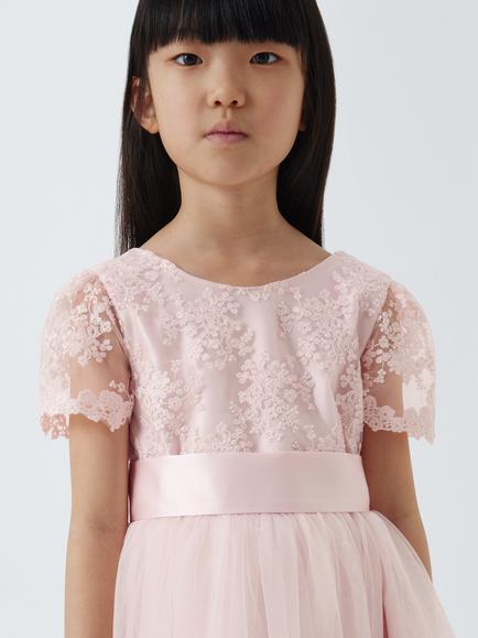 John Lewis Heirloom Collection Kids' Tulle Bow Bridesmaid Dress, Mauve Morn - view 2, Mauve Morn
