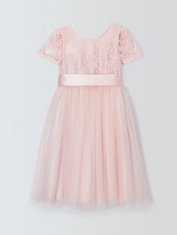 John Lewis Heirloom Collection Kids' Tulle Bow Bridesmaid Dress, Mauve Morn, Mauve Morn