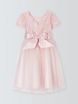 John Lewis Heirloom Collection Kids' Tulle Bow Bridesmaid Dress, Mauve Morn - view 2, Mauve Morn