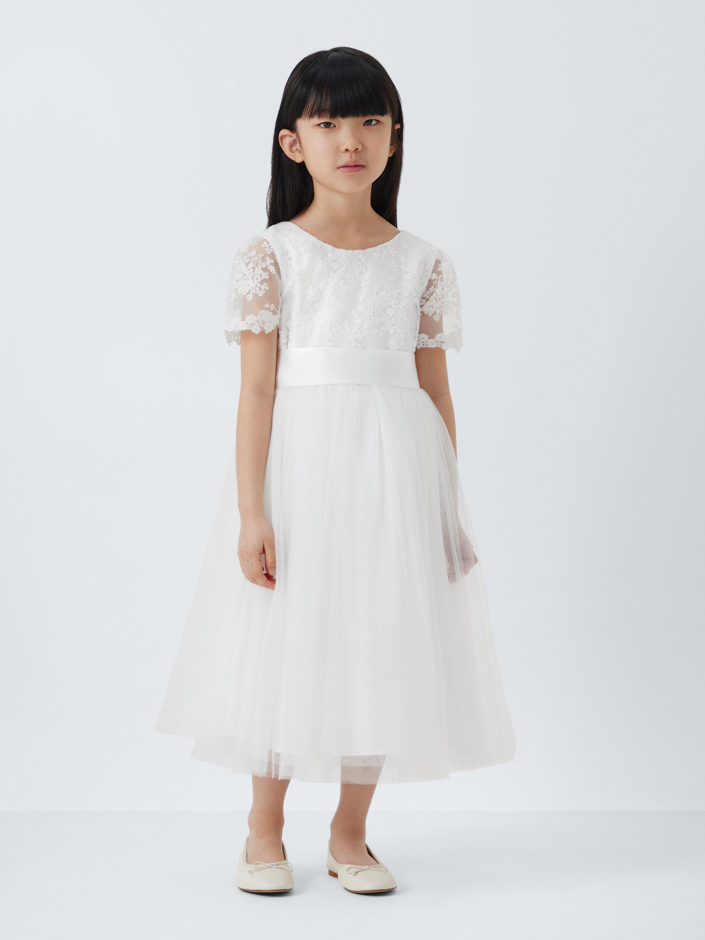 John Lewis Heirloom Collection Kids' Tulle Bow Bridesmaid Dress, Ivory