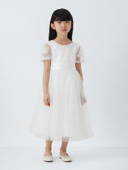 John Lewis Heirloom Collection Kids' Tulle Bow Bridesmaid Dress, Ivory, Ivory