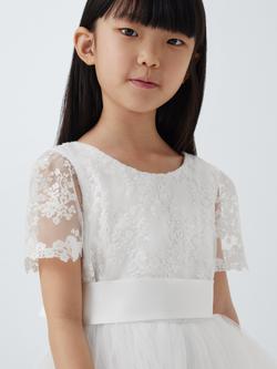 John Lewis Heirloom Collection Kids' Tulle Bow Bridesmaid Dress, Ivory - view 2, Ivory
