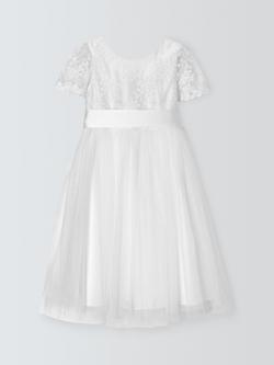 John Lewis Heirloom Collection Kids' Tulle Bow Bridesmaid Dress, Ivory, Ivory