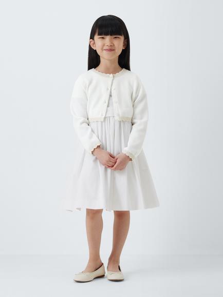 John Lewis Heirloom Collection Kids' Textured Trim Bridesmaid Cardigan, White - view 2, White