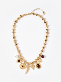 Mint Velvet Statement Charm Necklace, Gold, Gold