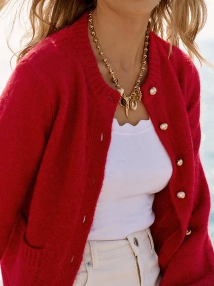 Mint Velvet Statement Charm Necklace, Gold - view 2, Gold