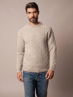 Celtic & Co. Cable Knit Merino Wool Jumper, Oatmeal Fleck, Oatmeal Fleck