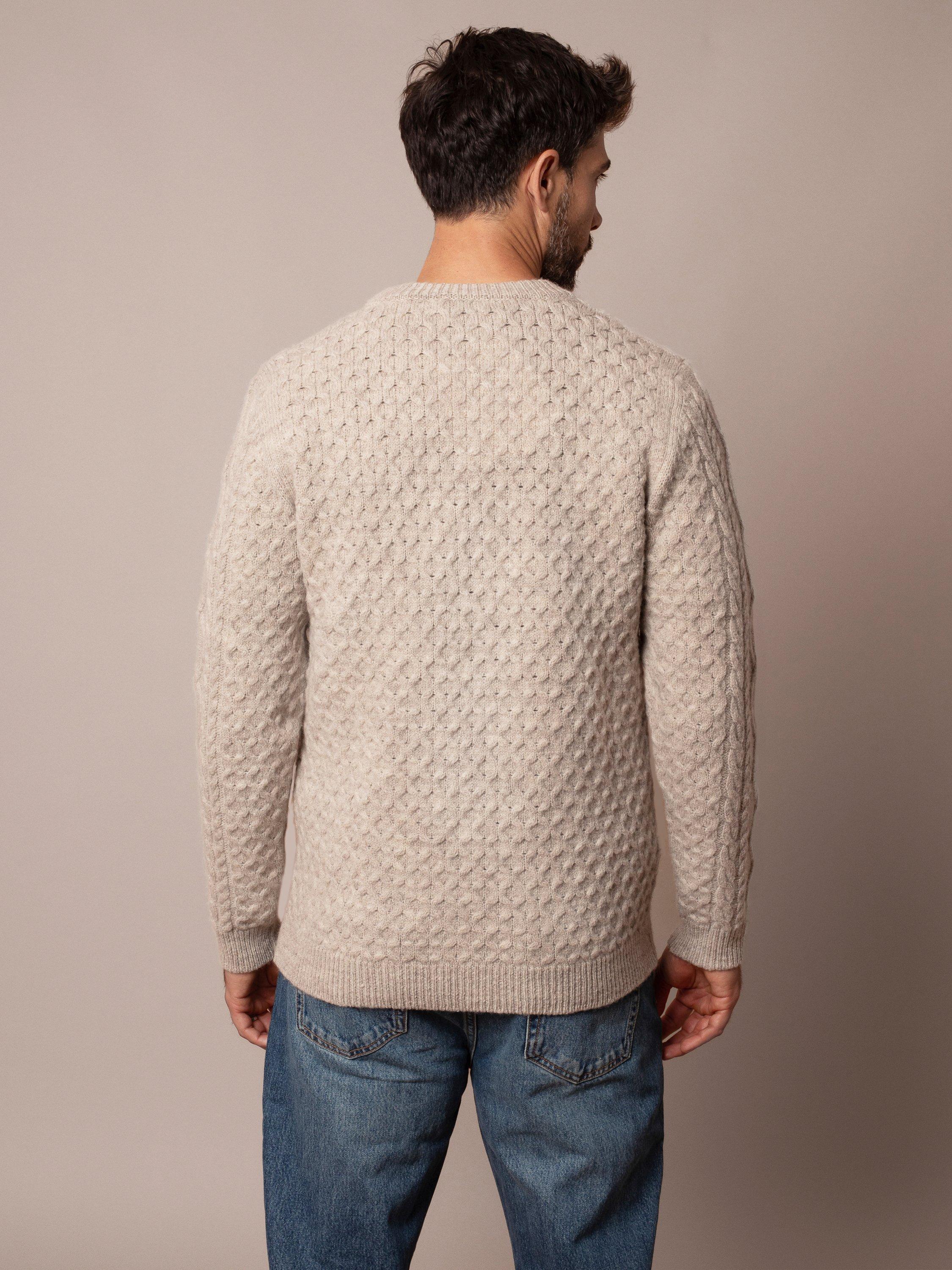 Product image 2 of 5, which shows Celtic & Co. Cable Knit Merino Wool Jumper, Oatmeal Fleck, S