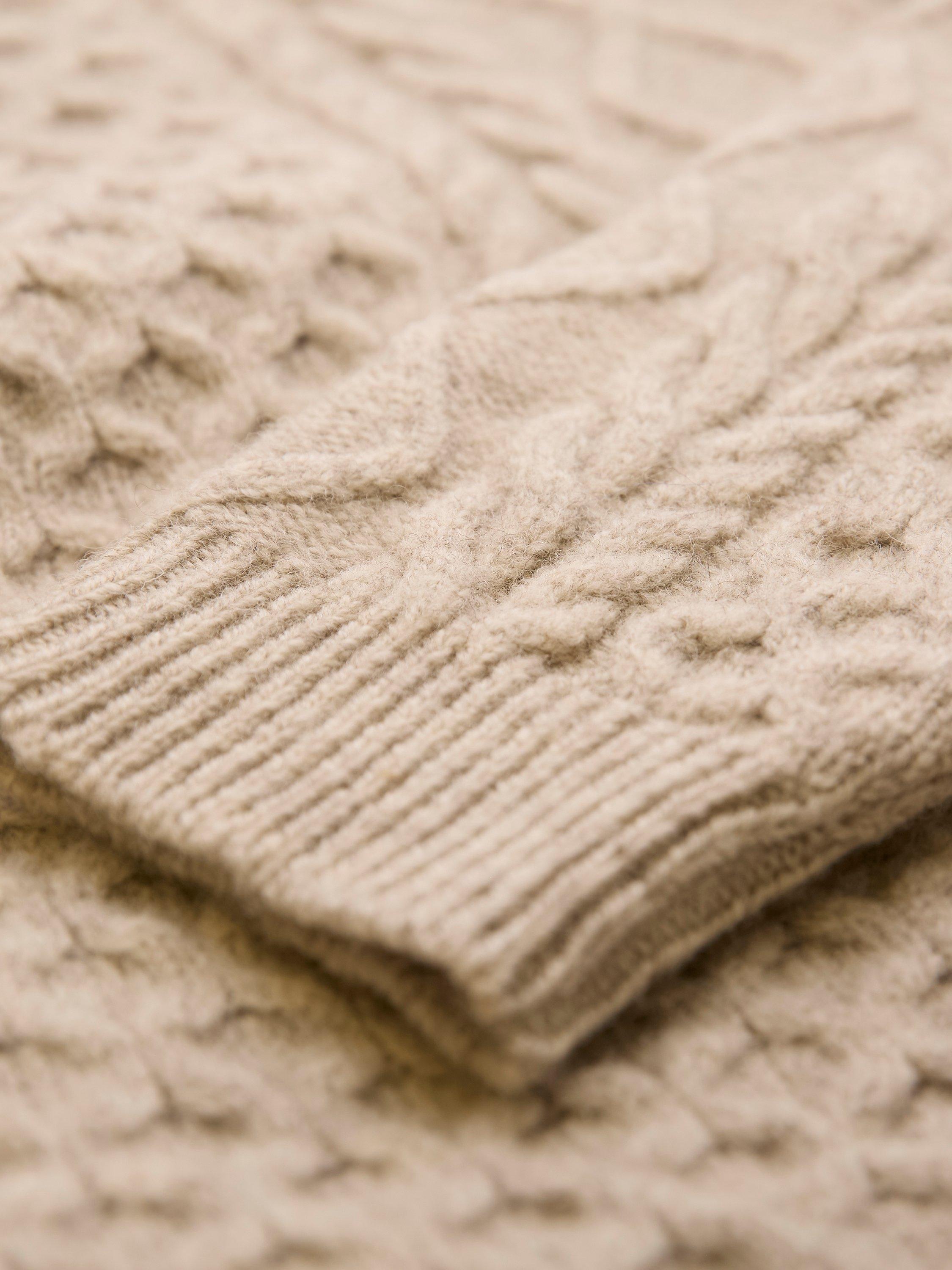 Product image 5 of 5, which shows Celtic & Co. Cable Knit Merino Wool Jumper, Oatmeal Fleck, S