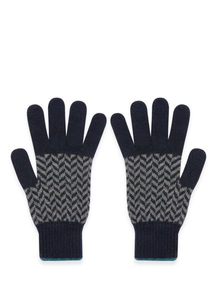 Celtic & Co. Chevron Pure Wool Gloves, Indigo - view 2, Indigo