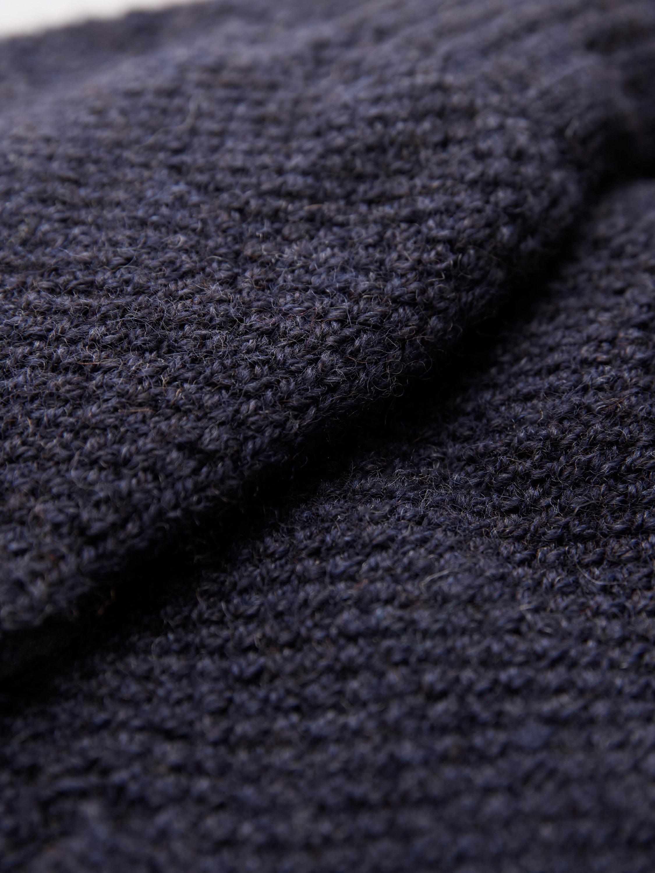 Product image 3 of 4, which shows Celtic & Co. Moss Stitch Pure Wool Fingerless Gloves, Dark Navy, S