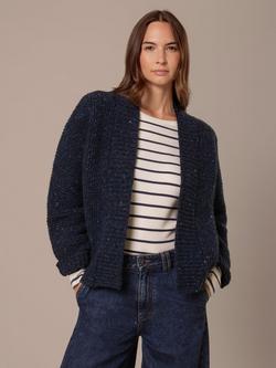 Celtic & Co. Garter Stitch Pure Wool Cardigan, Navy, Navy