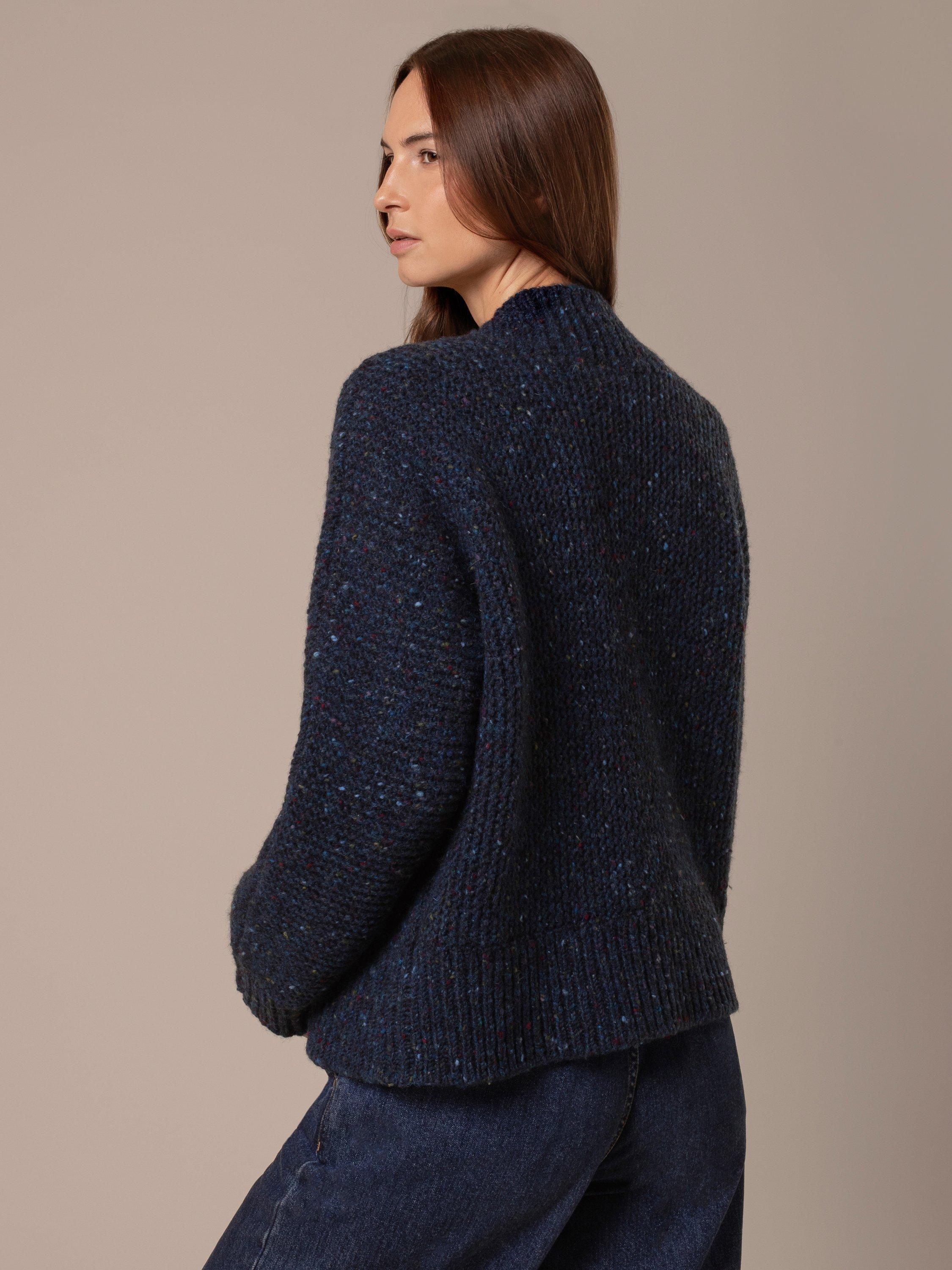 Product image 3 of 8, which shows Celtic & Co. Garter Stitch Pure Wool Cardigan, Navy, XS