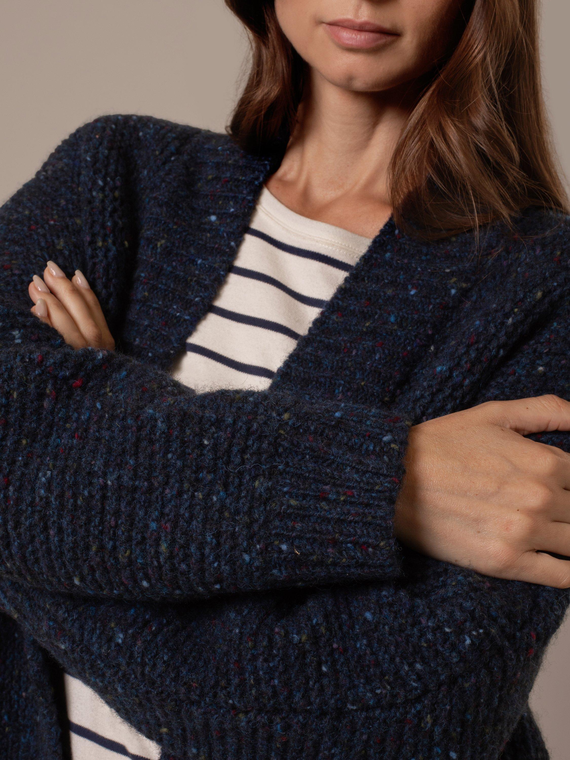 Product image 4 of 8, which shows Celtic & Co. Garter Stitch Pure Wool Cardigan, Navy, XS