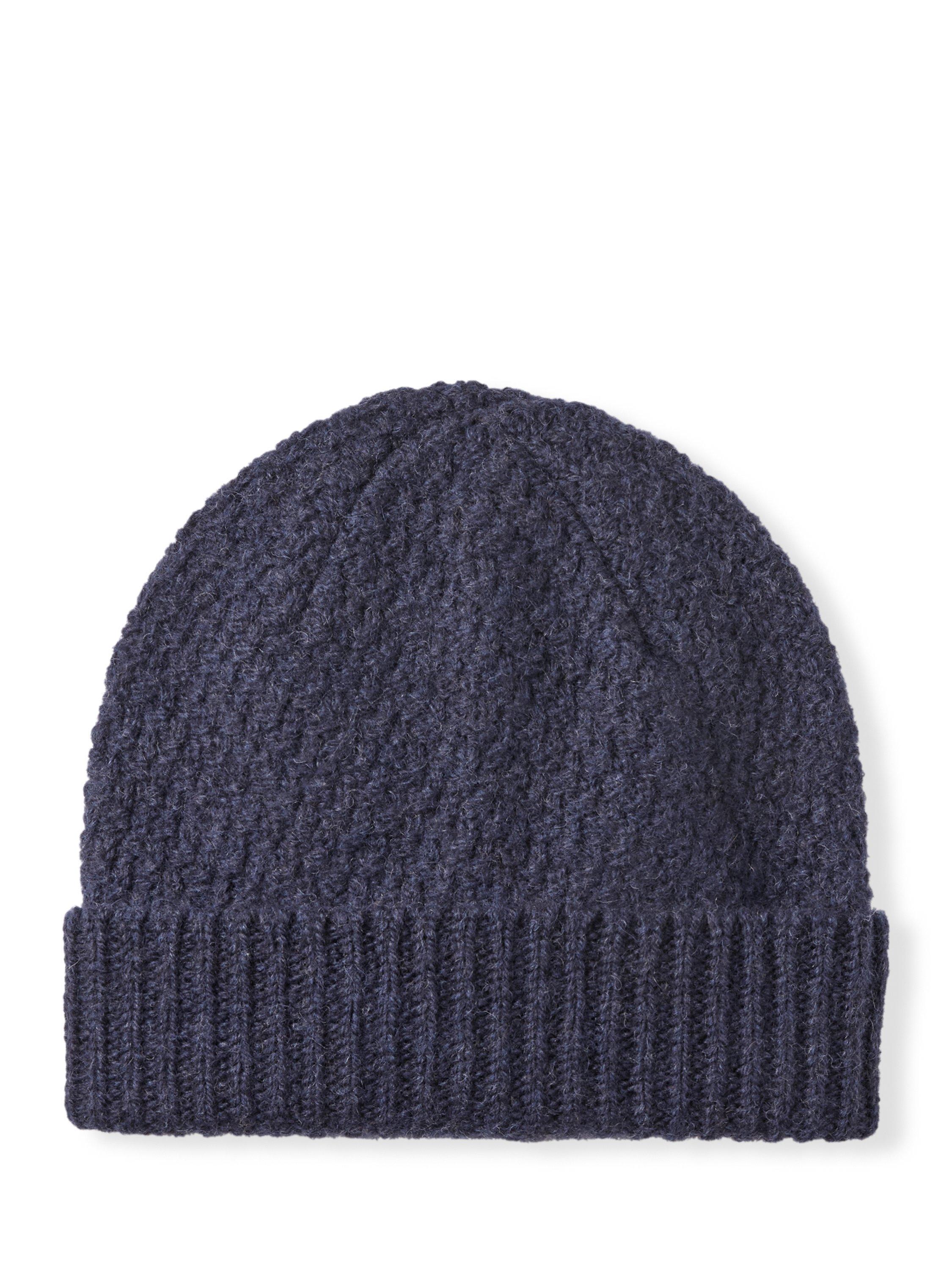 Product image 1 of 2, which shows Celtic & Co. Gansey Stitch Pure Wool Hat, Navy, One Size