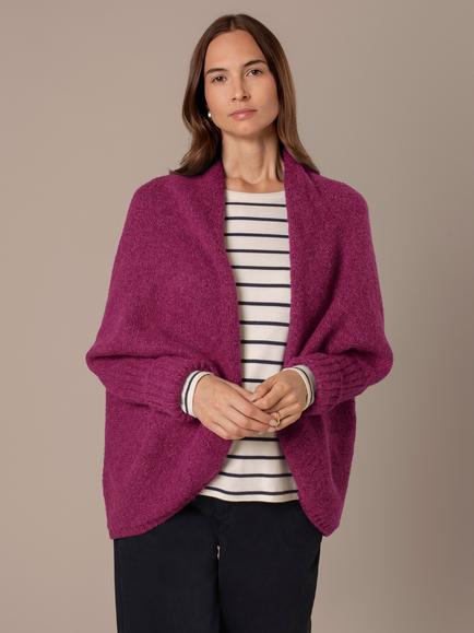 Celtic & Co. Cocoon Wool Rich Cardigan, Raspberry - view 2, Raspberry