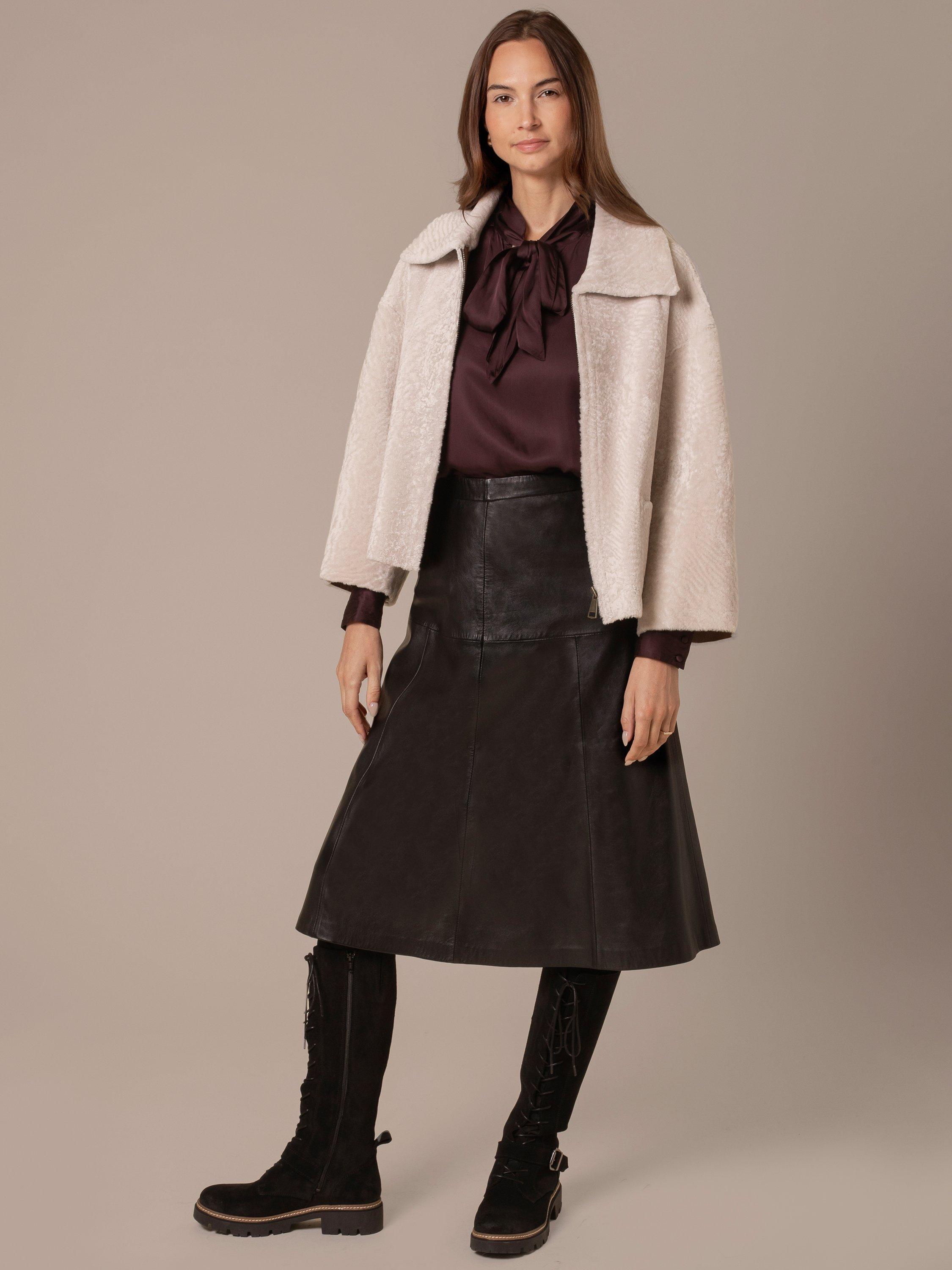 Product image 1 of 8, which shows Celtic & Co. Zip Up Sheepskin Jacket, Oyster, 8