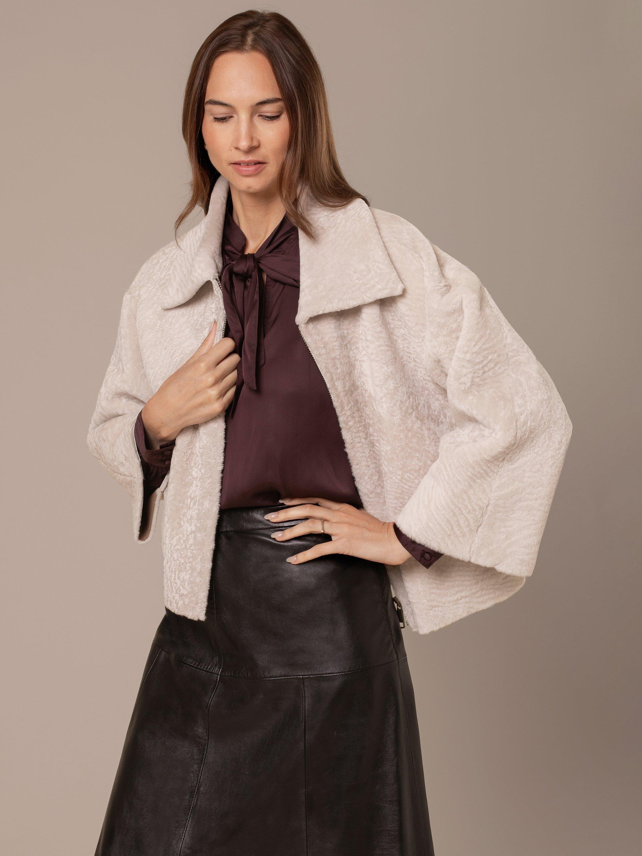 Product image 2 of 8, which shows Celtic & Co. Zip Up Sheepskin Jacket, Oyster, 8