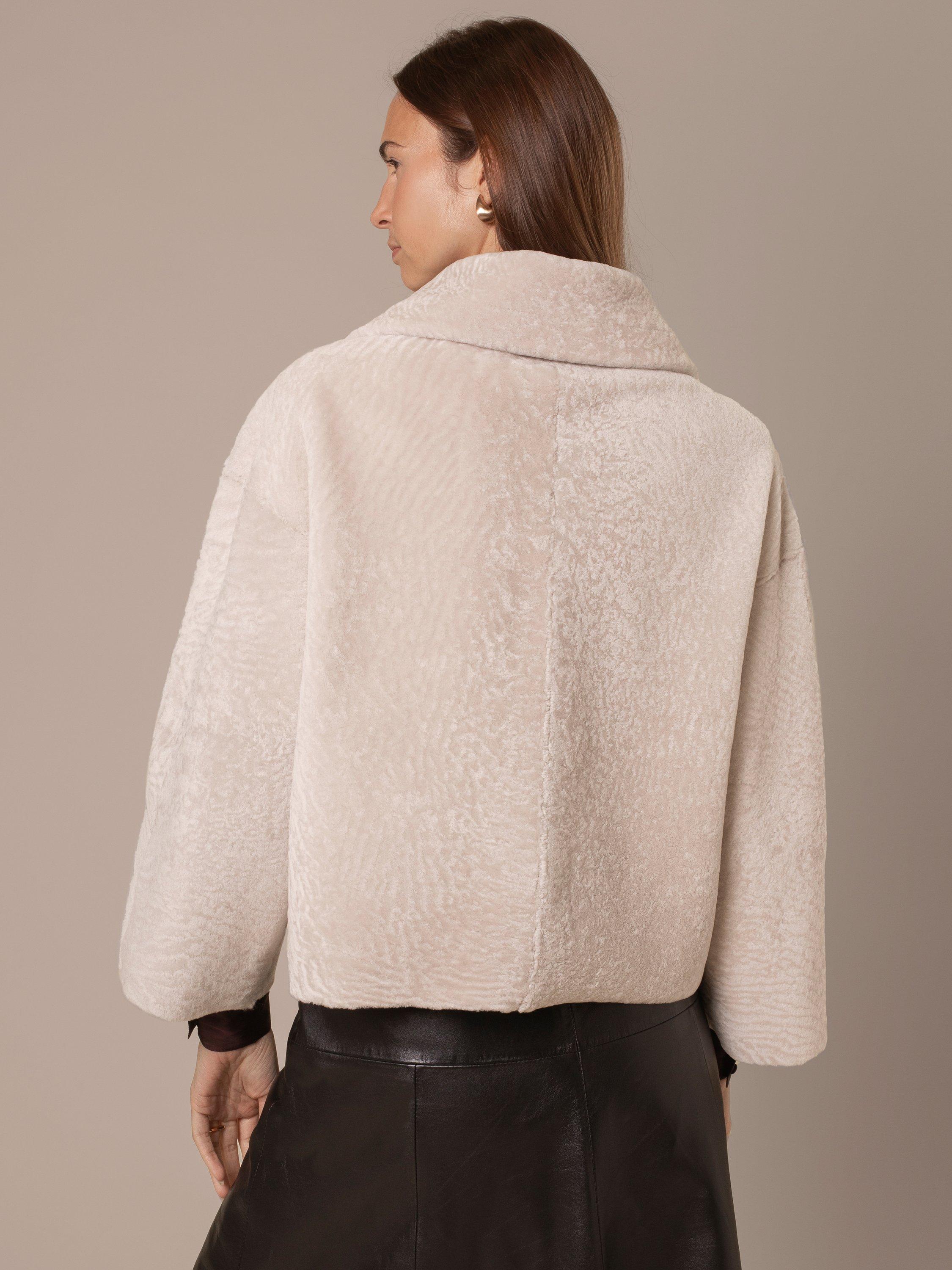 Product image 3 of 8, which shows Celtic & Co. Zip Up Sheepskin Jacket, Oyster, 8