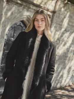 Celtic & Co. Toscana Trim Three Quarter Length Sheepskin Coat, Black