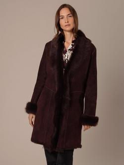 Celtic & Co. Toscana Trim Three Quarter Length Sheepskin Coat, Oxblood