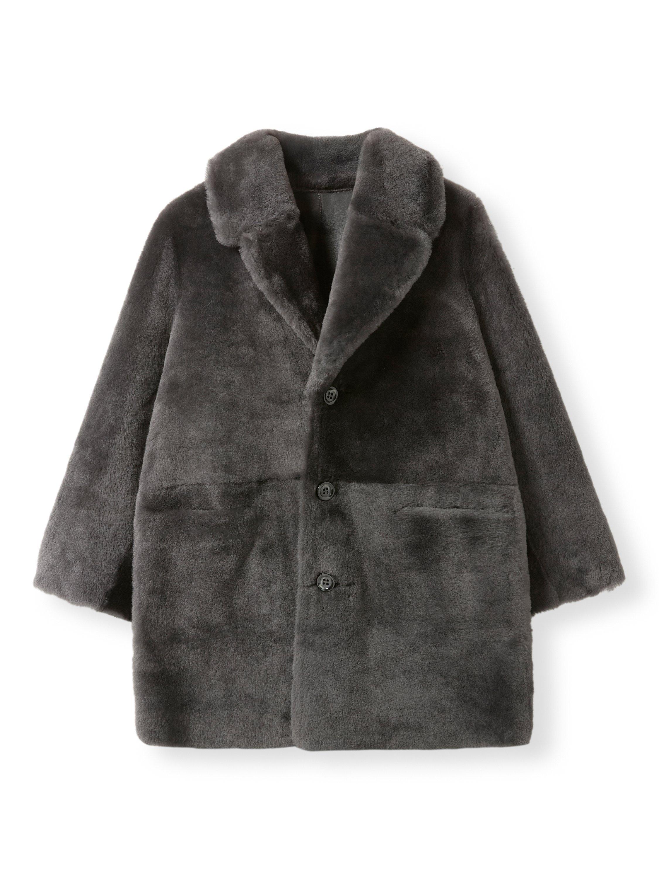 Product image 4 of 4, which shows Celtic & Co. Longline Sheepskin Coat, Slate, 8